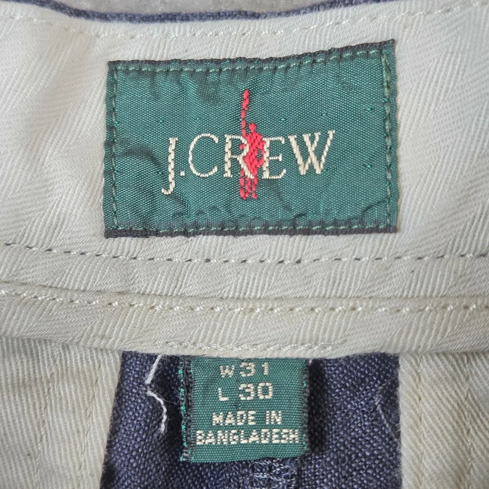 J.Crew Mens 100% Linen Straight Leg Pants Navy 32x29